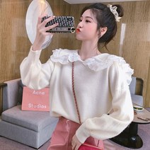 탑트레일/레이스 풀오버 빅카라 니트 티셔츠