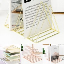 책 꽂이 삼각 프레임 책상 (9칸) 철제 협탁 테이블 서재 거실 책장 인테리어 소품 잡지 북, 로즈골드(GTF33463)