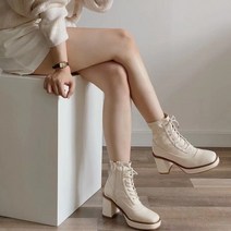 레이스업 가보시 스판 삭스 앵클부츠