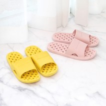 2개 욕실화 작은사이즈 미끄럼방지 물빠짐 화장실 슬리퍼 발등낮은 커플, 옐로우 S + 핑크 S