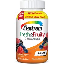 Centrum Adults Fresh & Fruity Chewables Multivitamin 센트룸 프레쉬 앤 프루티 츄어블 성인 멀티비타민 믹스드 베리 맛 90정 2팩