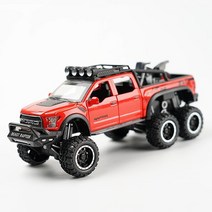 다이캐스트 1/32 포드 랩터 F150 오프로드 차량 6x6 픽업 서스펜션 빅 휠 합금 자동차 모델 어린이 장난감 트럭 소년 선물, [03] red