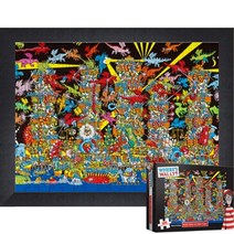 퍼즐피플 월리를찾아라 직소퍼즐, 월리를찾아라 반짝이는빛 500P 액자포함(블랙), 퍼즐유액 포함, 500p