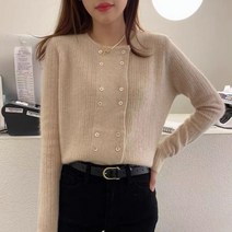FANSYLI 여성 봄 숏 가디건 프렌치 빈티지 라운드 니트