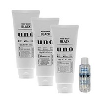 묶음구매 uno (우노) 휘핑 워시 (블랙) 세안제 130gx3개사은품 남성용 아이브로우, 01.블랙