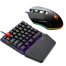 기계식 게이밍 한손 키보드 RGB 매크로 배그 롤 옵치 게임용, 공식 표준, 한손 키보드(PC 용) 녹축 + 게임용 마우스