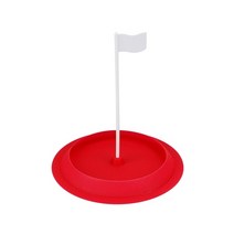 퍼터연습기 골프퍼팅연습기 골프 연습 홀 퍼팅 컵 흰색 목표 깃발이 있는 모든 방향 고무, 빨간색