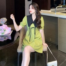 리얼 샷 2023 새로운 여름 느슨한 A 라인 슬림 디자인 느낌 버튼 여성을위한 새로운 중국 아름다운 복고풍 드레스