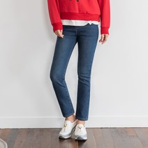 클로니아 허리밴드 블루워싱 본딩기모 스판 일자진 EC2W58