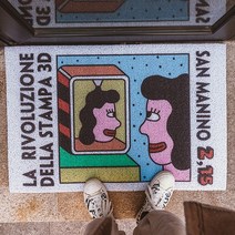 마츠리센 PVC 현관 코일매트, 120x80cm, 그레이스
