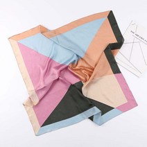 MEIISEO 사각형 스카프 패션스카프 실크 새틴 정사각형 스트라이프 라인 줄무늬 스카프