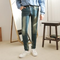 플레이즈 남성용 빈티지 스크래치워싱 일자청바지