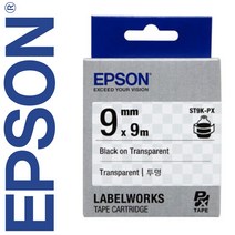 *정품* [ EPSON ] 라벨테이프, ST9K-PX [9mm 투명/검정글씨]