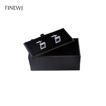 자석싸바리박스 싸바리박스 박스케이터링 블랙 PU 가죽 Geschenk 상자 Manschettenknopfe 커프스 단추 저장, 한개옵션0