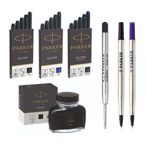 (Parker) 파카 펜 리필심 수성펜심 볼펜심 F M 병잉크 잉크카트리지 (옵션선택x1개), F 검정
