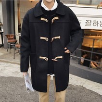 겨울 남성 떡볶이코트 빅사이즈 누빔 기모 모직 남자 더플 코트 오버핏 피코트 두루마기 반코트 아우터 남학생 숏코트 코디 모직 레트로 롱코트