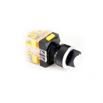 1A1B 2단 셀렉터 스위치 알루미늄가드 24V DC LED ON-ON 25mm NF25-S23C11, 노란색 [NF25-S23YC11]