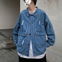 코디 캐주얼 남자 스타일 외투 청 자켓 데님 봄버 퍼티그 미니멀 하운드투스 반 1aY 밀리터리 봄버
