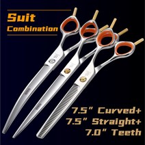 애완견그루밍 Fenice 전문 개 손질 가위 절단 곡선 얇은 JP440C 전단 애완 동물 그루머, 4.set