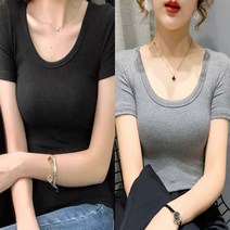 감성갤러리 1+1 유넥 골지 슬림 반팔티 여성반팔 여름반팔 이너티 슬림핏티셔츠 S-C024