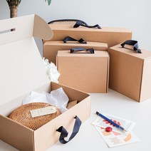 크라프트 손잡이 선물상자(C형+파도간지/10매) 종이박스제작 포장 끈상자 답례품 접이식 병 행사, 남색
