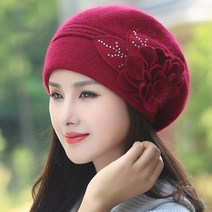 방울털 모자 니트 방한 겨울 베레모 여성 앙고라 비니 따뜻한 가을 꽃 더블 레이어 스키 야외 액세서리 여성