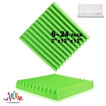흡음판 천장 방음 흡음 자재 벽 폼 스폰지 패드 개 사운드 흡수 처리 패널 룸 어쿠스틱 집 거품, 24 Pcs With Tapes, Green, Medium Density