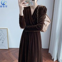 셀럽당 프리미엄 여성복 느낌 헵번 플리스 원피스