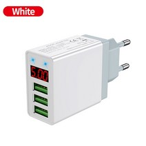 스마트싱스 스마트플러그 LED 디스플레이 QC 3.0 3A 3 USB 전화 충전기 아이폰에 대 한 빠른 충전 Xiaomi 삼성 EU 벽 어댑터 와이드 전압 110-240V, [01] Eu 플러그, [01] digital3EU-W