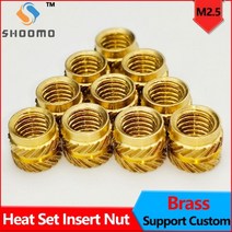M2.5 스레드 널드 황동 임베먼트 너트 열 세트 100 개 인쇄용 IUB IUC 삽입 3D 프린터 액세서리 부품 지원 맞춤형, M2.5 x OD4.2 x H4.5