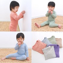7부 9부 스트라이프 레이온 스판 파자마 잠옷 봄 가을 배앓이방지 실내복 내복 아기 유아 아동 신생아