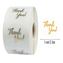 답례품 선물 포장 원형 골드 금박 땡큐 스티커롤 500매 1세트 Thank you, 500개