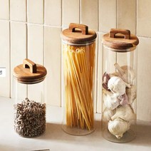 캐니스터 원목 손잡이 내열유리 파스타병 국수 스파게티 잡곡 밀폐용기, 1400ml, 1개