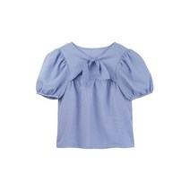 독립 디자인 상 큼 블 루 그 릴 드 립 토끼 귀 리본 반팔 셔츠 상의