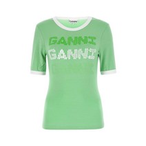 23SS GANNI 파스텔 그린 스트레치 라이오셀 티셔츠 T3352 484