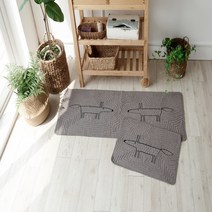 여우자수발매트주방매트, 다크브라운