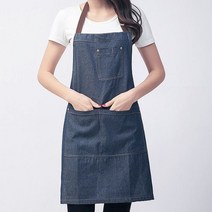 모올글래드 데님 앞치마 캐주얼 롱 앞치마 남녀공용 데일리 앞치마, 데님 앞치마 (목걸이형-네이비)