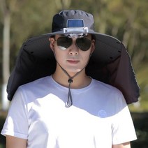 남성 선풍기모자 온실 농사 낚시 자외선차단 통풍, 프리사이즈, 다크그레이-케이프스타일태양광모자