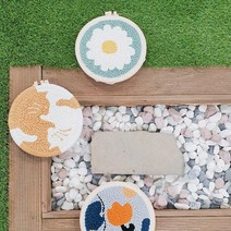 태광조명 DIY 펀치 니들 자수 + 바늘세트 하늘과 구름, 노란 초승달