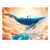 퍼니플 대형 캔버스 DIY 비즈 보석십자수 패브릭형 40x30cm, 스카이 돌핀(BF34016)