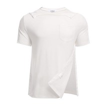 Deyeek 남성용 어깨 수술 후 셔츠 회복 눈물 제거 반소매 풀 오픈 사이드 스냅 투석 항암 치료 의류 올리브 그린., White