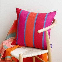 오리고 면 체크 쿠션 50x50cm - 피쉬(핑크)