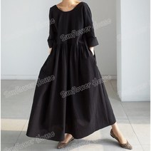 큰언니 빅 앞 뒤로 입는 셔츠 캐주얼 헐렁한 허리 셔링 원피스
