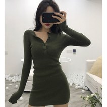 로미홀리 골지 버튼 슬림원피스 RO211 2칼라 데일리아이템