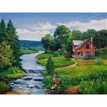 전원 풍경 (캔버스) 보석십자수 40x50, 단품