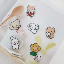 캐릭터 귀여운 아이 패션 핀 브로치 낚시와펜 셔츠 옷, 1개, 123.런래빗