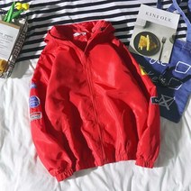커플점퍼 봄가을 계절 패치워크 코트 남자 BF 하라쥬크 무드 와이드 루즈핏 트렌드 야구복 4095114131, XL, 5표시 # 레드