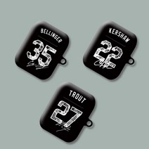 와우박스 주문제작 메이저리그 스페셜 블랙에디션 야구 싸인 유니폼 에어팟 버즈 무선 이어폰 케이스, 무광 하드케이스, 버즈 라이브(밑판 흰색)