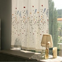 들꽃자수 광목 가리개커튼/가림막커튼