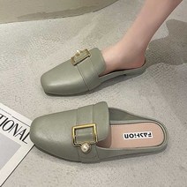 큐빅 벨트 블로퍼 캐주얼 데일리 뮬 슬리퍼 사무실